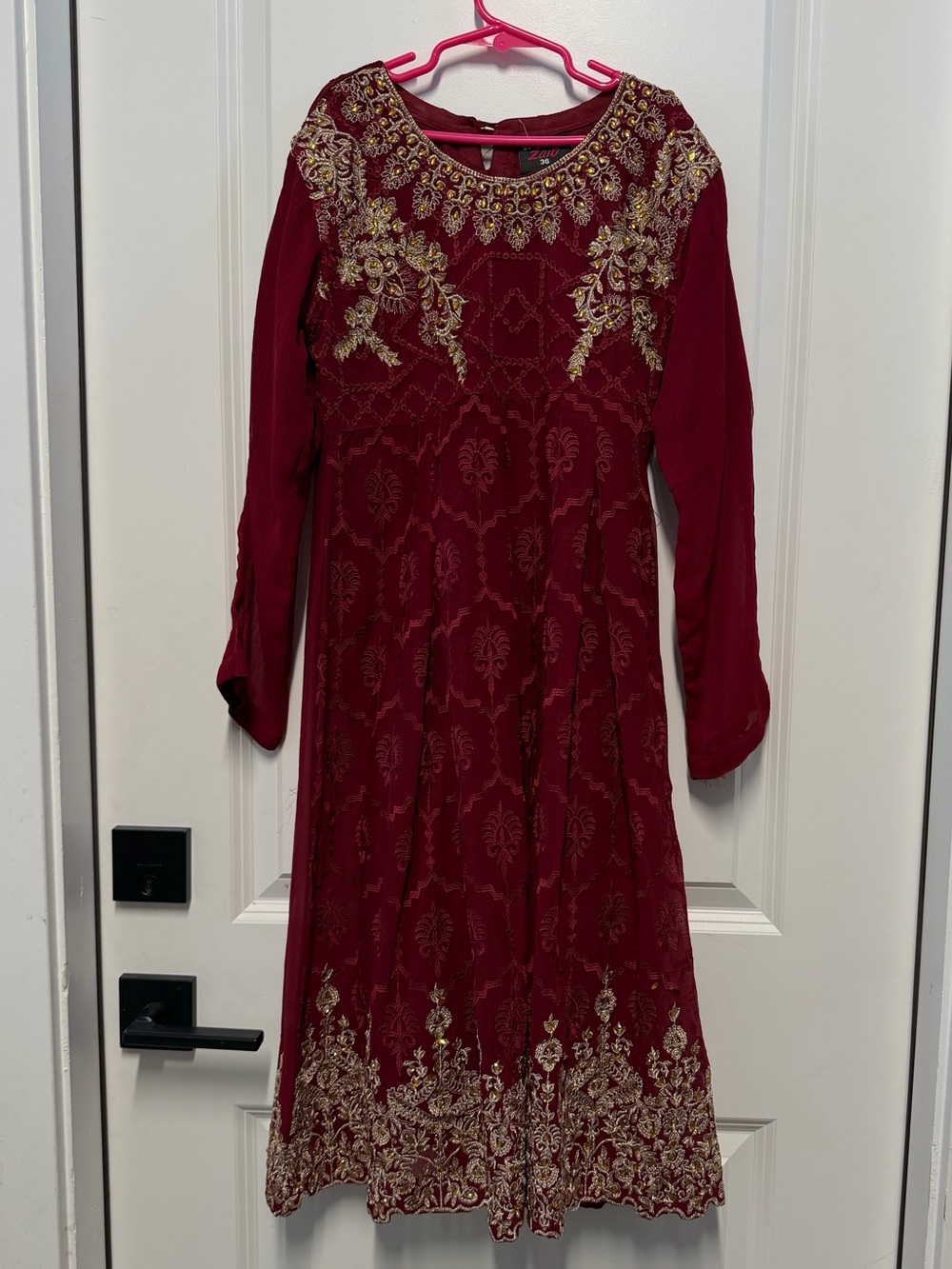 Girls Maroon Pakistani Formal Dress 3 Piece Outfit Embroidered Party Eid Wedding